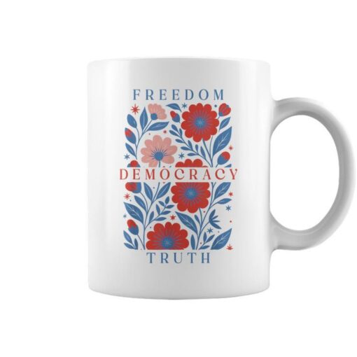 Subtle Freedom Democracy Truth Boho Floral 4Th Of July Coffee Mug