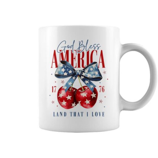 God Bless America Patriotic Cherries 4Th July Usa Coffee Mug