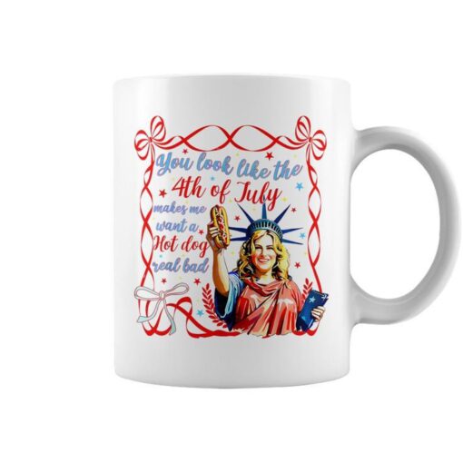 You Look Like The 4Th Of July Hot Dog Coquette Bow Coffee Mug