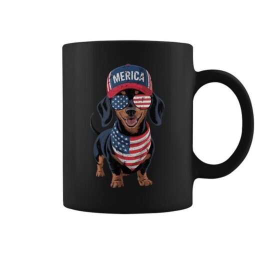 Dachshund 4Th Of July Us American Flag Doxie Dog Patriotic Coffee Mug