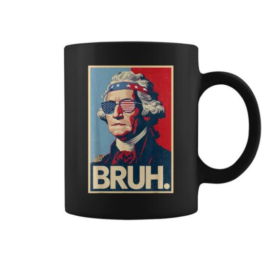 4Th Of July 2025 George Washington Bruh Meme Patriotic Coffee Mug