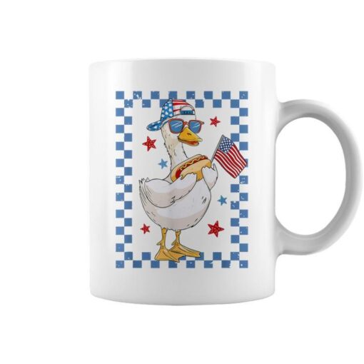 Retro Patriotic Goose Red White And Blue 4Th Of July Usa Coffee Mug