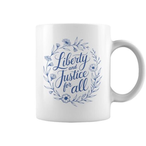 4Th Of July Retro Liberty And Justice For All Floral Coffee Mug