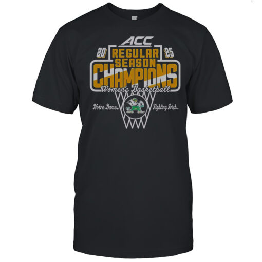Official Notre Dame Fighting Irish 2025 Acc Womens Basketball Regular Season Champions T Shirt Mens T Shirtxq