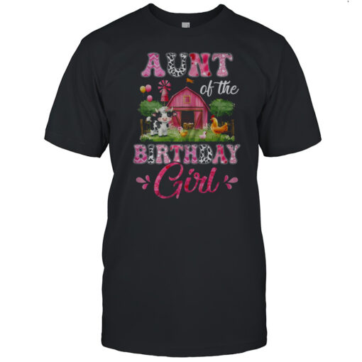 Aunt Of The Birthday Girl 1st Birthday Cow Farm Family Shirt Mens T Shirt4v
