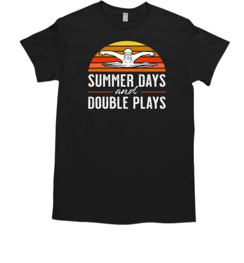 Vintage Swimming Summer Days And Double Plays T Classic Mens T Shirt