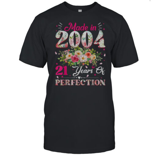 21 Year Old Made In 2004 Floral 21st Birthday Women Gifts T Shirt Mens T Shirtg9