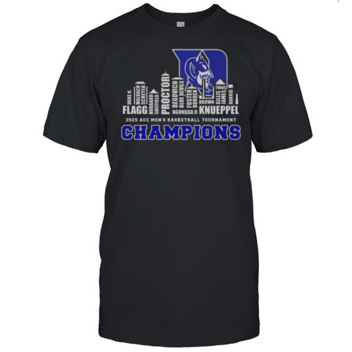 Duke Blue Devils 2025 Acc Men Basketball Tournament Champions Skyline Shirt Mens T Shirtlx