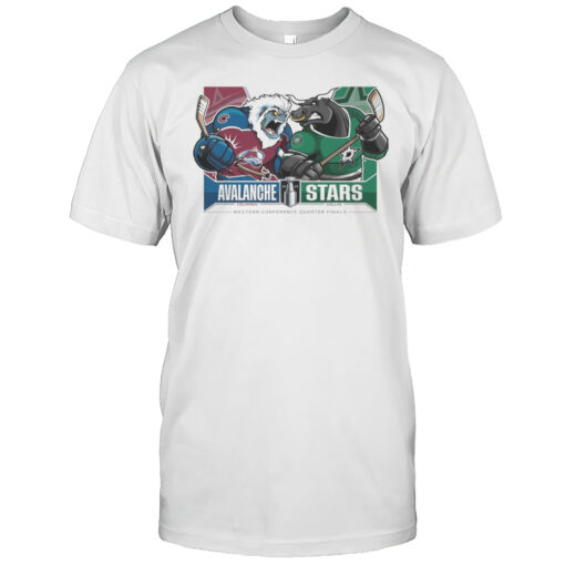 Colorado Avalanche Vs Dallas Stars 2025 Stanley Cup Playoffs Western Conference Quarter Finals Mascot T Shirt Mens T Shirtx5