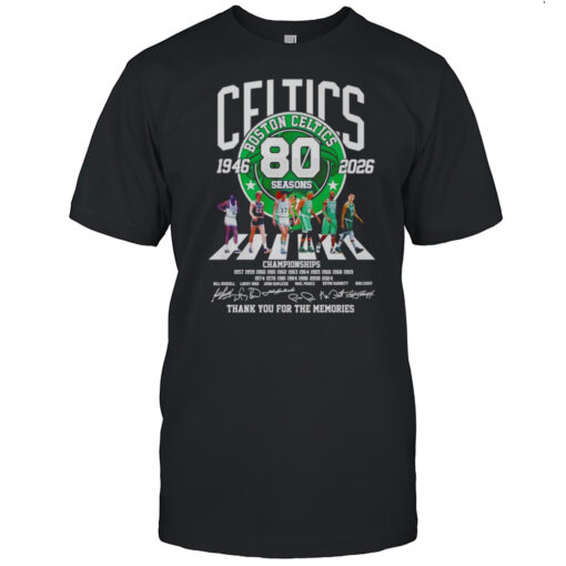 Boston Celtics 80 Seasons 1946 2026 Abbey Road Thank You For The Memories Shirt Mens T Shirtqa