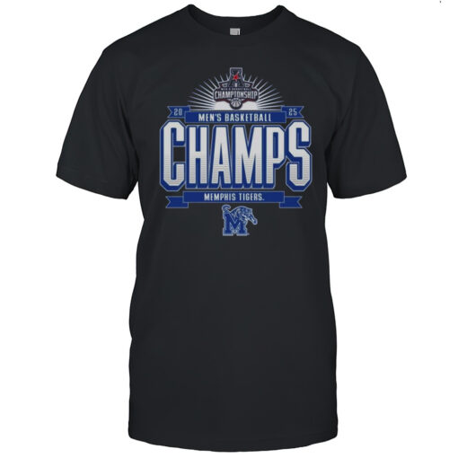Memphis Tigers Ncaa Aac Mens Basketball Conference Tournament Champions 2025 Logos T Shirt Mens T Shirtb3