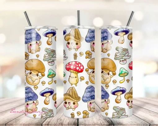 Happy Mushrooms Nature 20oz Skinny Tumbler