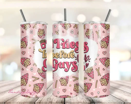 Funny Valentine Fries Before Guys 20oz Skinny Tumbler