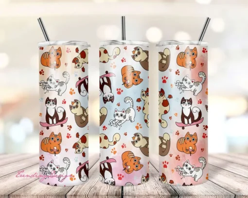 Cats at Play 20oz Skinny Tumbler