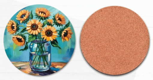 Sunflower Bouquet In Glass Jar Coaster
