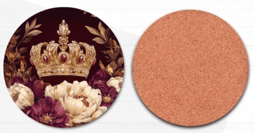 Golden Crown With Flowers Coaster
