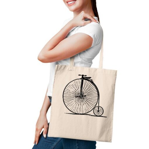 Old School Penny Farthing High Wheel Bike Bicycle Vintage Tote Bag