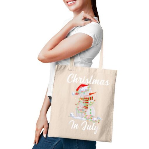 Christmas In July Baseball Snowman Santa Hat Summer Tote Bag