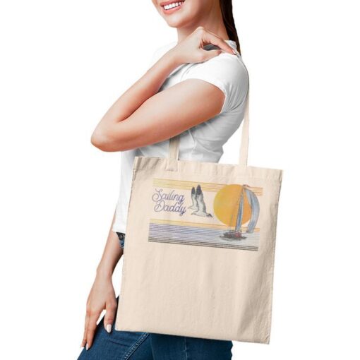 Daddy Fathers Day Dad Sailing Sailboat Captain Vintage Beach Tote Bag
