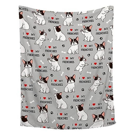 Cozy French Bulldog Velveteen Plush Blanket