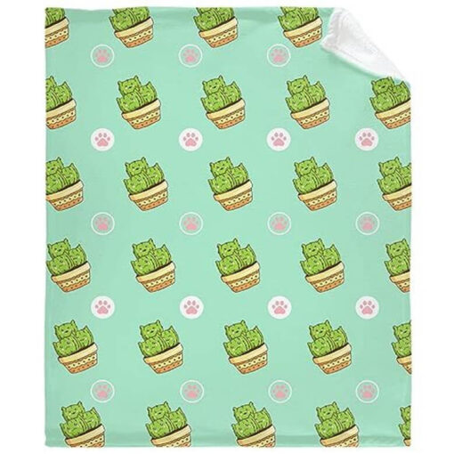 Cactus Cats Velveteen Plush Blanket