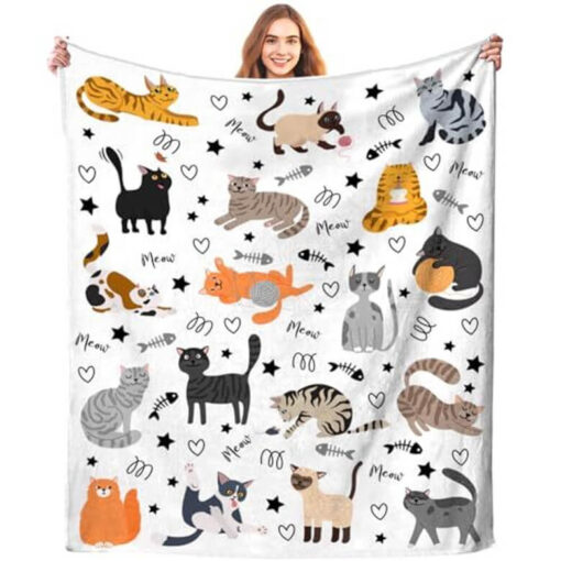 Cute Cat Velveteen Plush Blanket
