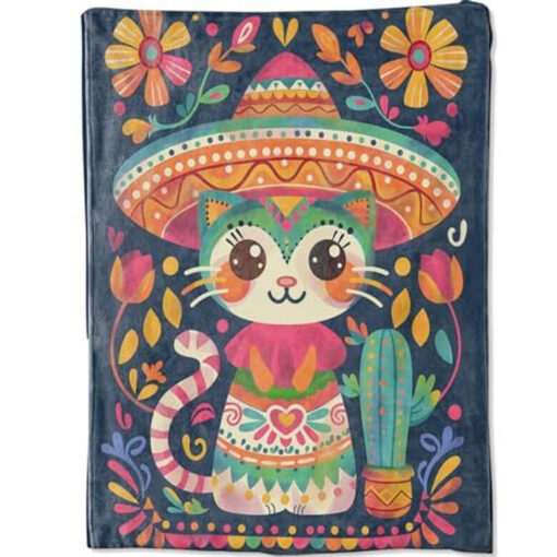 Cozy Mexican Cat Velveteen Plush Blanket