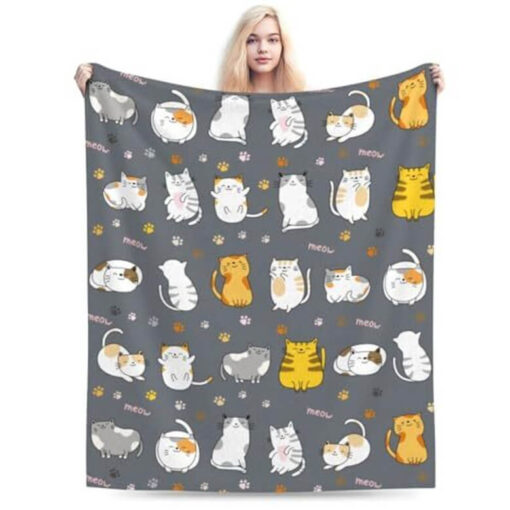 Cat Pattern Velveteen Plush Blanket