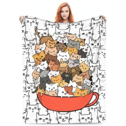 Cup Of Cats Velveteen Plush Blanket