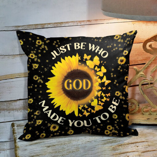 Bible Verse Pillow - Scripture Pillow - God Pillow - Be Who God Made You To Be - Sunflower And Butterfly Pillow
