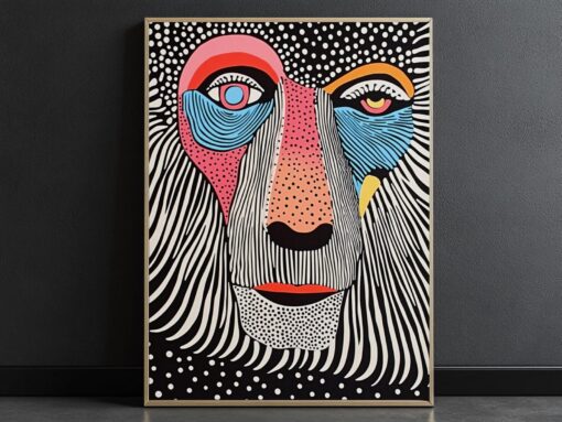 Edgy Urban Unique Monkey Ape Polka Dot Picasso Art
