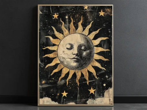 Celestial Sun Moon Stars Galaxy Gothic Poster