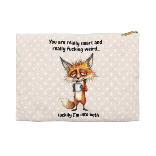 Funny Makeup Bag with Quirky Fox and Cheeky Accessory Bag