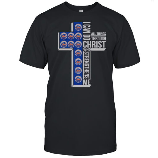 Official I Can Do All Things Through Christ Who Strengthens Me New York Mets Cross T-Shirt