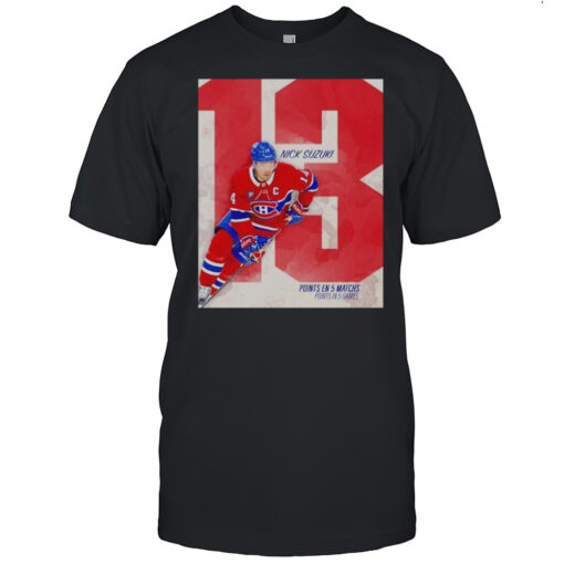 Nick Suzuki Montreal Canadiens No 13 Points En 5 Matchs Shirt