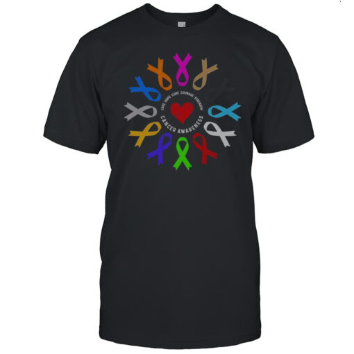 Premium Cancer Awareness Fight Cancer Ribbon Heart T-Shirt