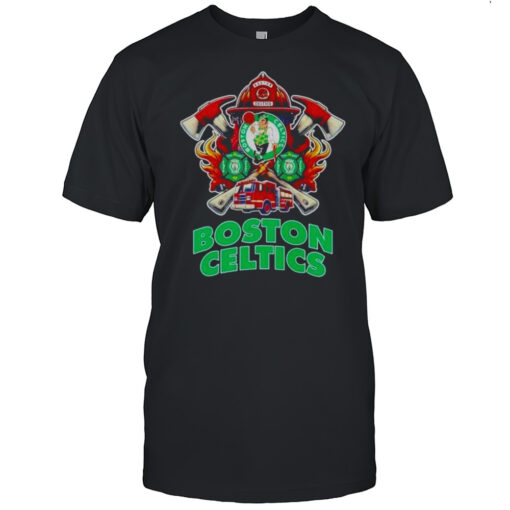 Boston Celtics Logo And Fire Equipment Shirt
