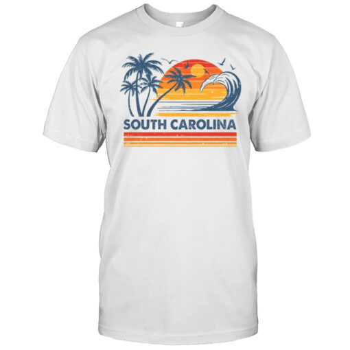 South Carolina Vacation Sunset Cute 70s Vintage Retro Beach Shirt