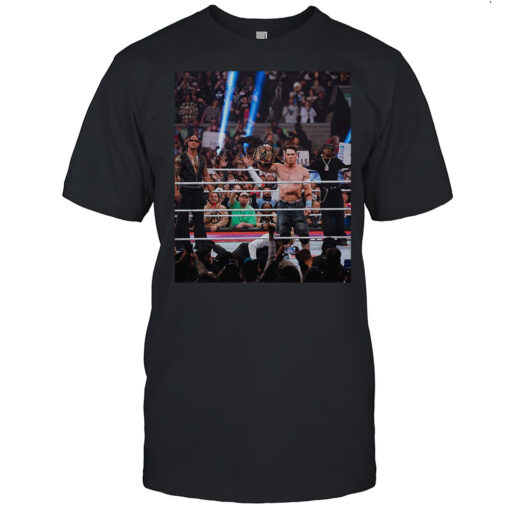 The Rock John Cena And Travis Scott In The Ring At WWE Wrestle Mania Unisex T-Shirt