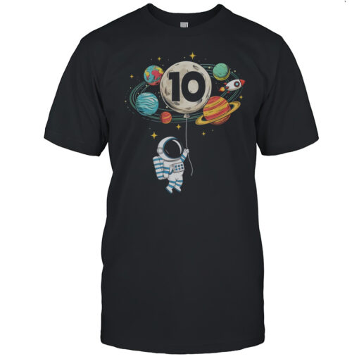 10 Years Old Birthday Boy Astronaut Space 10th Birthday Shirt