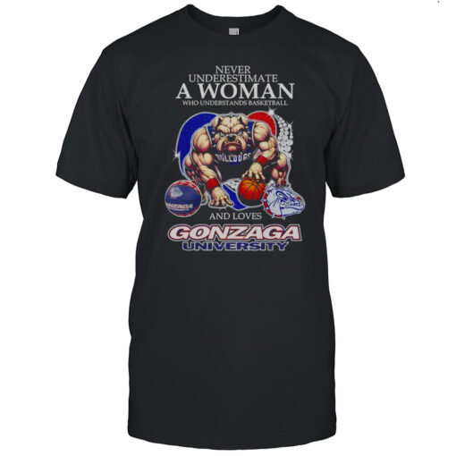 Never Underestimate A Woman Who Understands Basketball And Loves Gonzaga University Mascot Shirt