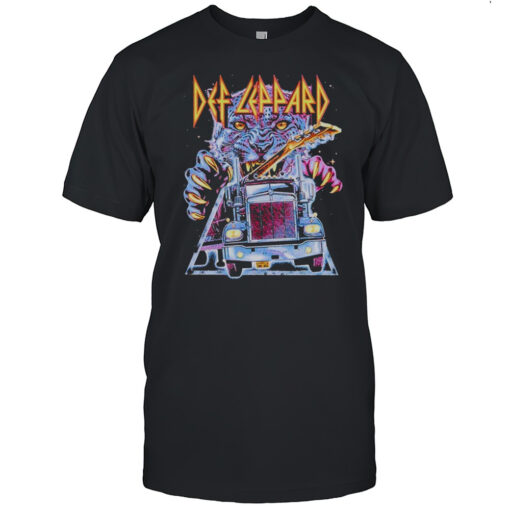 Def Leppard On Through Flocked Tiger And Truck T-shirt