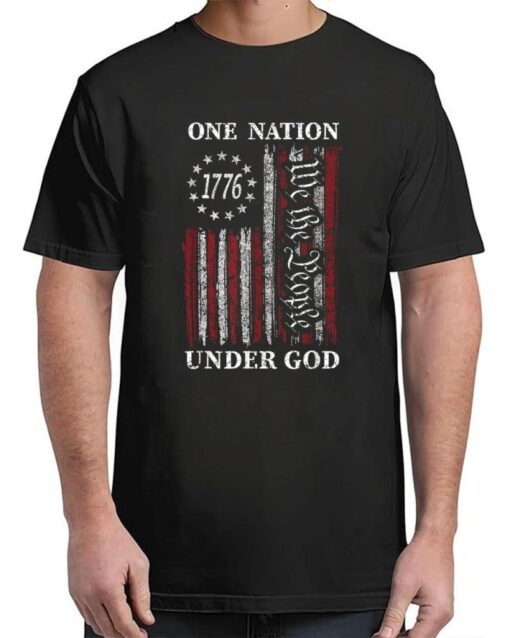 Vintage One Nation Under God Flag 4th Of July Patriotic T-Shirt