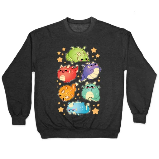 Kawaii Dragons Pattern Crewneck Sweatshirt