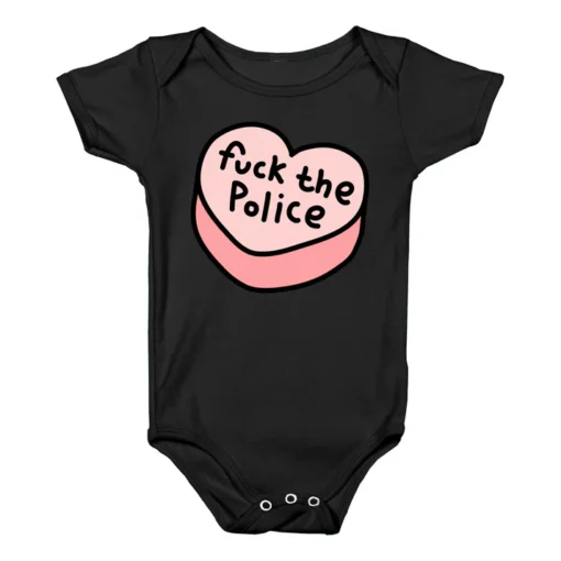 Fuck The Police Conversation Heart Baby One Piece