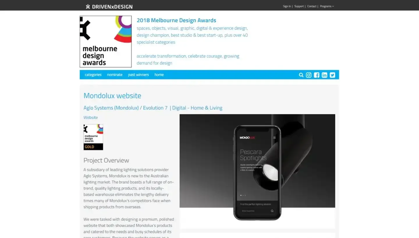 Mondolux Gold Award News