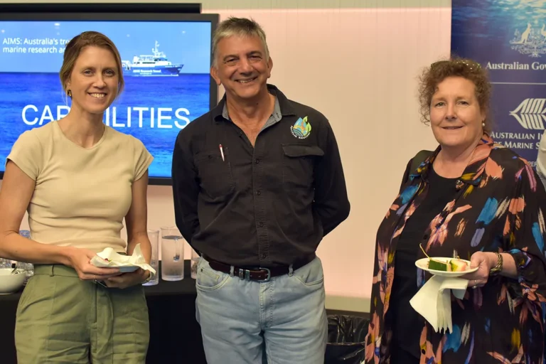 Emma Henry JCU, left, Steve Attard ARITECH, and Kaye Walker GBRMPA.
