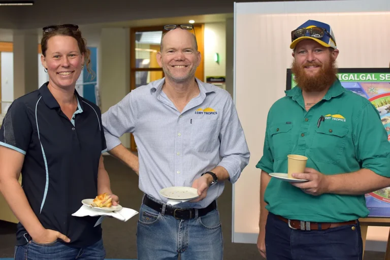 Tiffany Hunt Deparment of Primary Industries with Rob Hunt, left, and Michael Hobbs from NQ Dry Tropics.