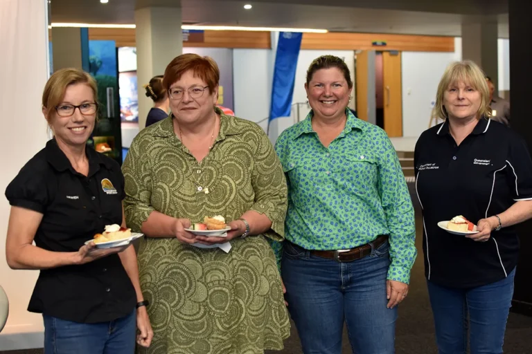 Pictured, from left, are: Arwen Rickert BBIFMAC, Julie Artiach PCGO, Meagan Willis and Terri Buono Department of Primary Industries.