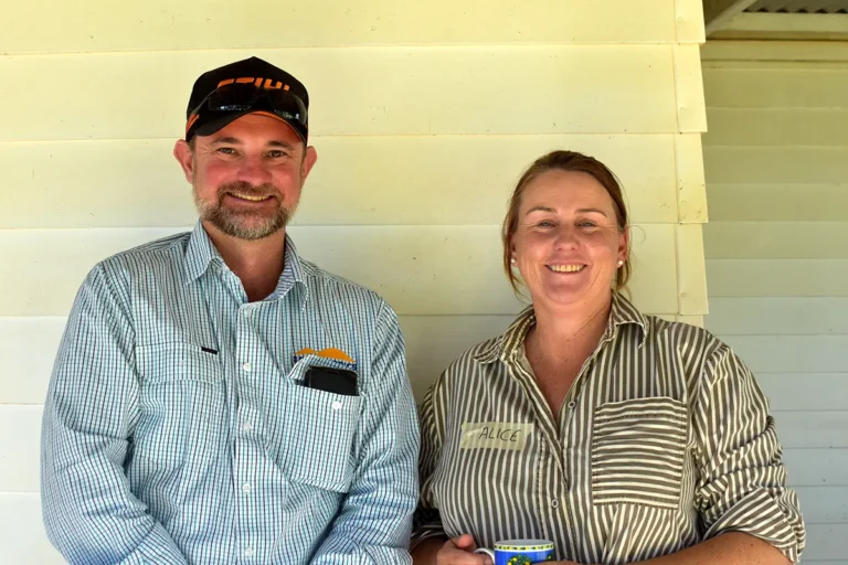 NQ Dry Tropics Senior Grazing Field Officer Chris Poole and grazier Alice Marks.